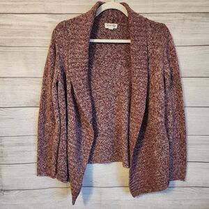 St Johns Bay Cardigan LP Marled Knit Open Front Cozy Fall Petite